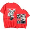 Large Cotton Men's Muscle Ninja Mouse Muki Gym Mouse Meme Printed T-shirt Anime Devil Killer Pattern Printed Casual T-shirt