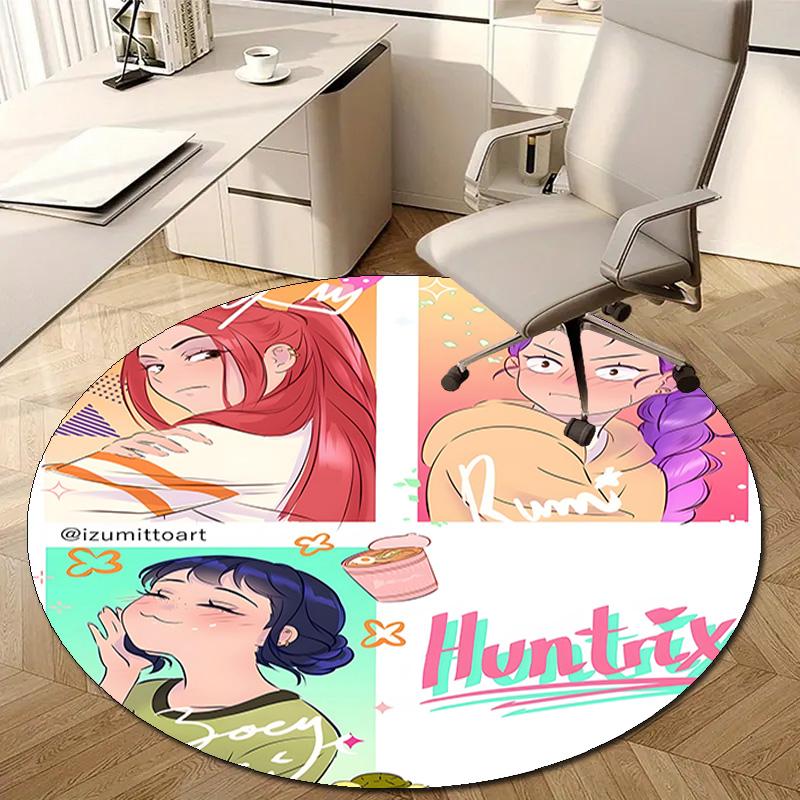 1pc KPop Demon Hunters8 Design Printed Area Round Carpet for Bedroom Living Room Home Decor Rugs Mat Non Slip Mat Rug for Bedside