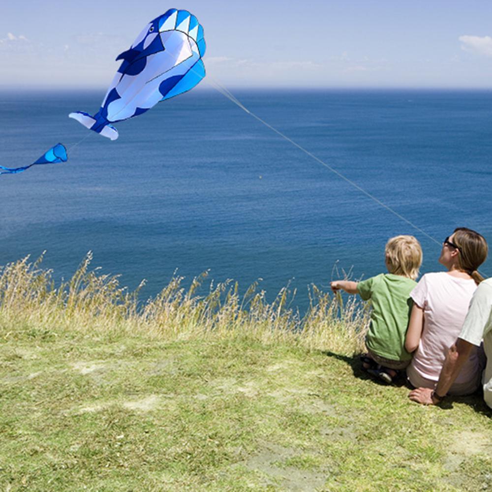 

3D Kite Huge Frameless Soft Parafoil Giant Whale Flying Kite Blue & White
