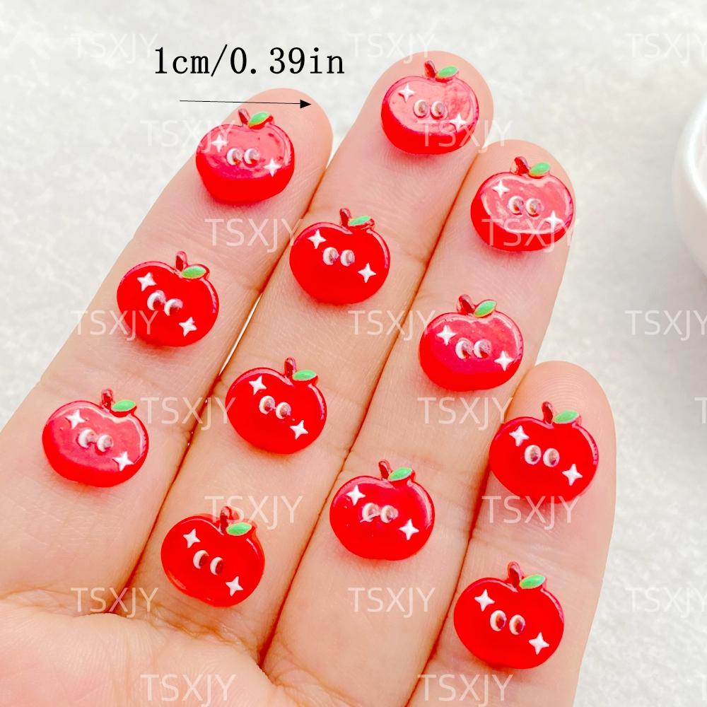 

50Pcs Resin Cute Mini Christmas Red Apple Nail Art Flatback Stone Scrapbook Figurines DIY Jewelry Accessories Crafts