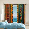 2pcs 2D Flat Printing Window Drapes African Stripe Machine Washable Fabric Without Electricity Family Party Decoration Perfect