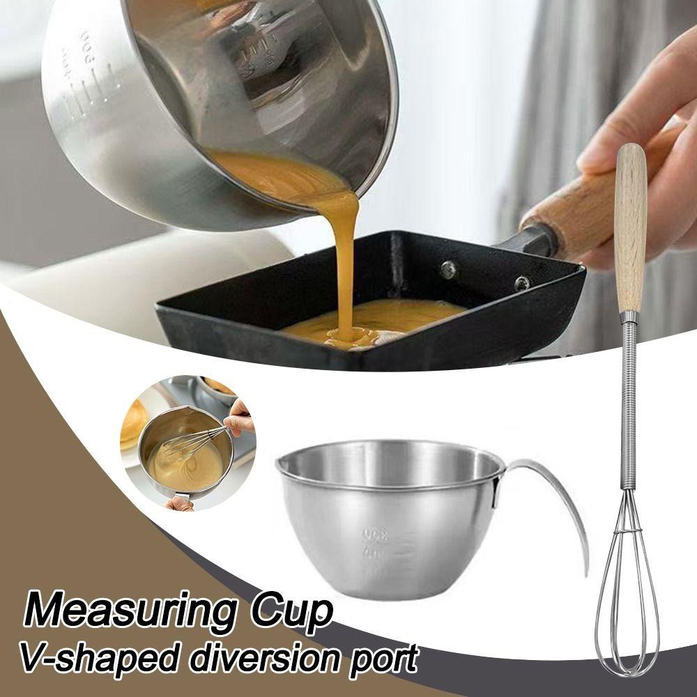 

Multifunction Egg Liquid Mixing Bowl With Handle Scale Egg Beater Measuring Cup Kitchen Supplies without Egg Beater