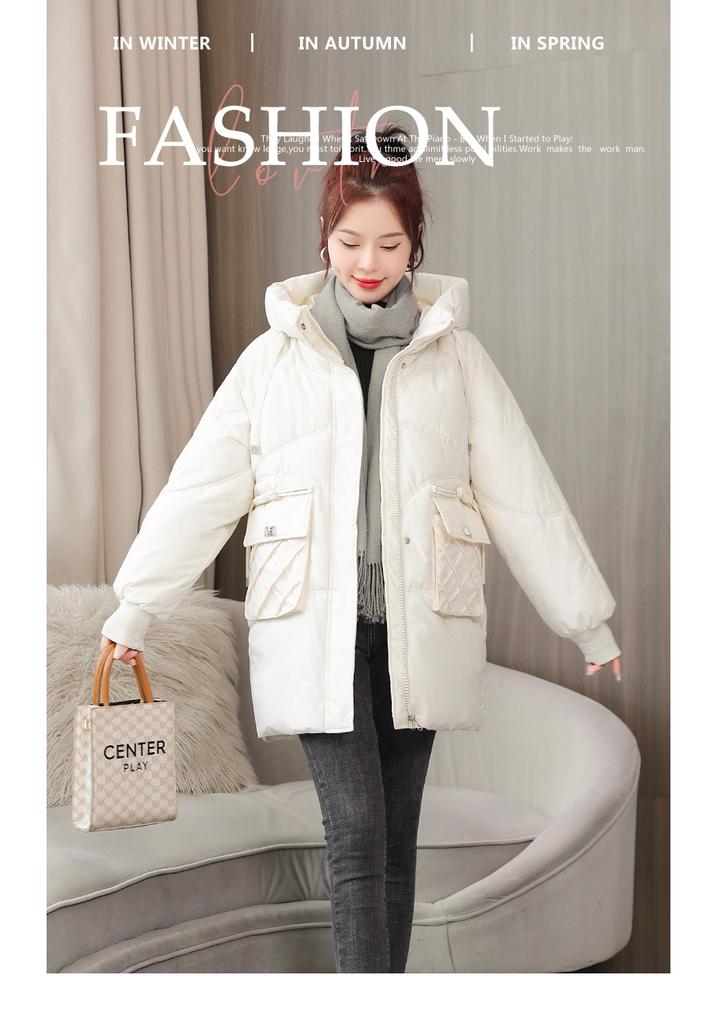 Autumn and Winter Korean Clothing New Version Thickened Down Cotton-padded Jacket, Women's Medium and Long Cotton-padded Jacket Ins Bread Clothing