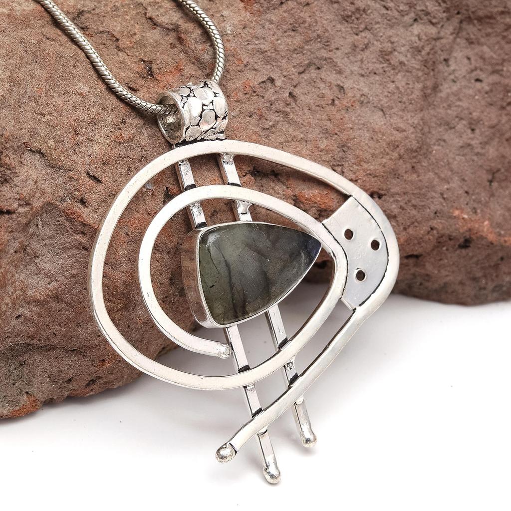 Gifted Garnet Gemstone Necklace Labradorite Jewelry Handmade