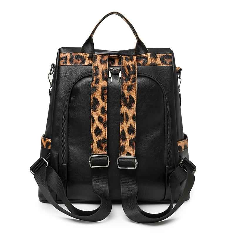 Women's Large Capacity Travel Backpack Retro Leopard Print Backpack Multifunctional Shoulder Bag