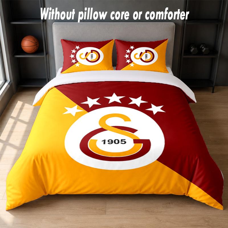 Set Biancheria da Letto Design Galatasaray FC 1 Copripiumino + 2 Federe Morbido Traspirante Biancheria da Letto per la Casa