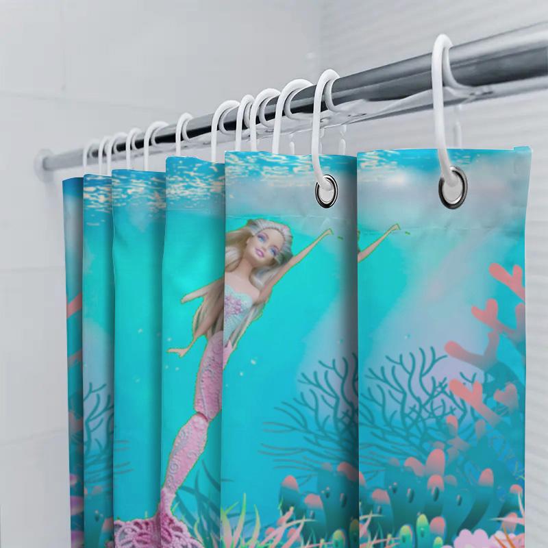 Turtle Print Shower Curtain Waterproof Bathroom Decor Blue Striped Animal Painting Printed Fabric For Home Decoration In Bathroo