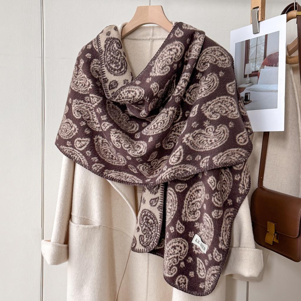 Thick Warm Winter Cashmere-Like Scarf for Women - Luxury Paisley Print Shawls Wraps, Lady's Travel Stole & Fashion Bufanda