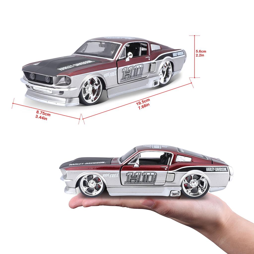 Maisto 1/24 Scale Diecast Model Car 32168 Ford 1967 Mustang GT Silver Harley-Davidson Custom Series / Finished Model Car