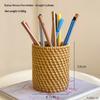 New Rattan-style Round Pen Holder, Flower Arrangement Bucket, Multi-functional Storage Basket, Makeup Brush Storage Tube Box