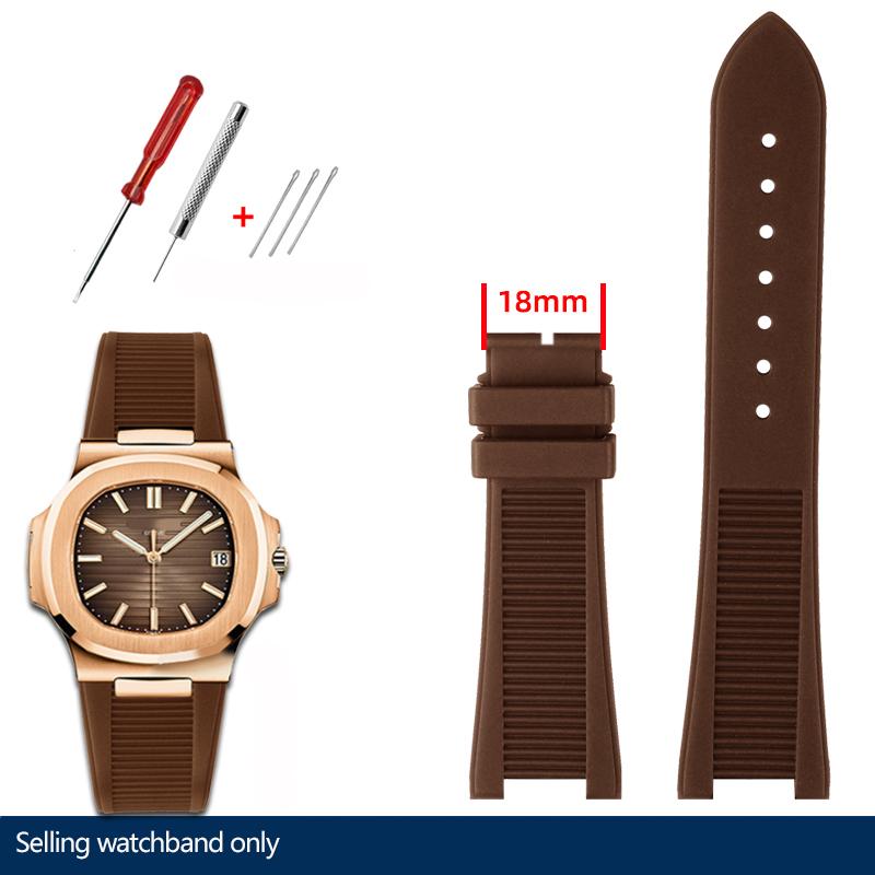 25*13mm Silicone Rubber Watchband For Pa-tek Philippe Nautilus Series 5711/5712/5980 Waterproof Sports Strap Bracelet Brown Blue