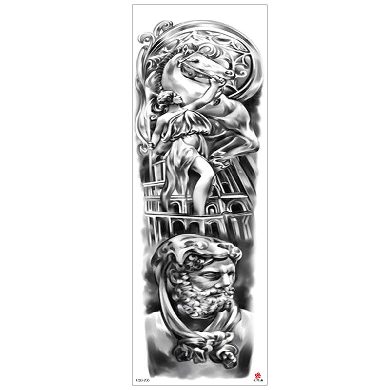 New Waterproof Full Arm Tattoo Stickers – Large Floral & Lion Design, Cross-Style, Hot Selling