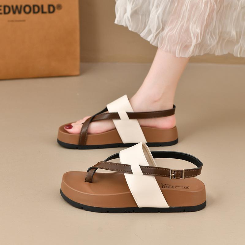 Platform sandals women's summer wear 2025 new retro fashion versatile skirt toe Roman beach shoes