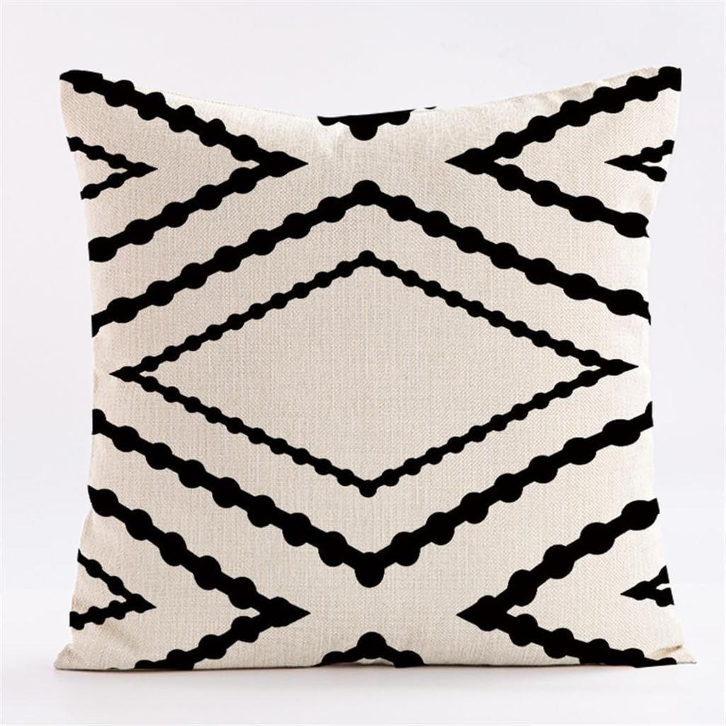 Chic Black and White Geometric PillowcasesLiving Room Sofa Cushion Cover, Soft and Comfortable, Bedroom Room Decoration
