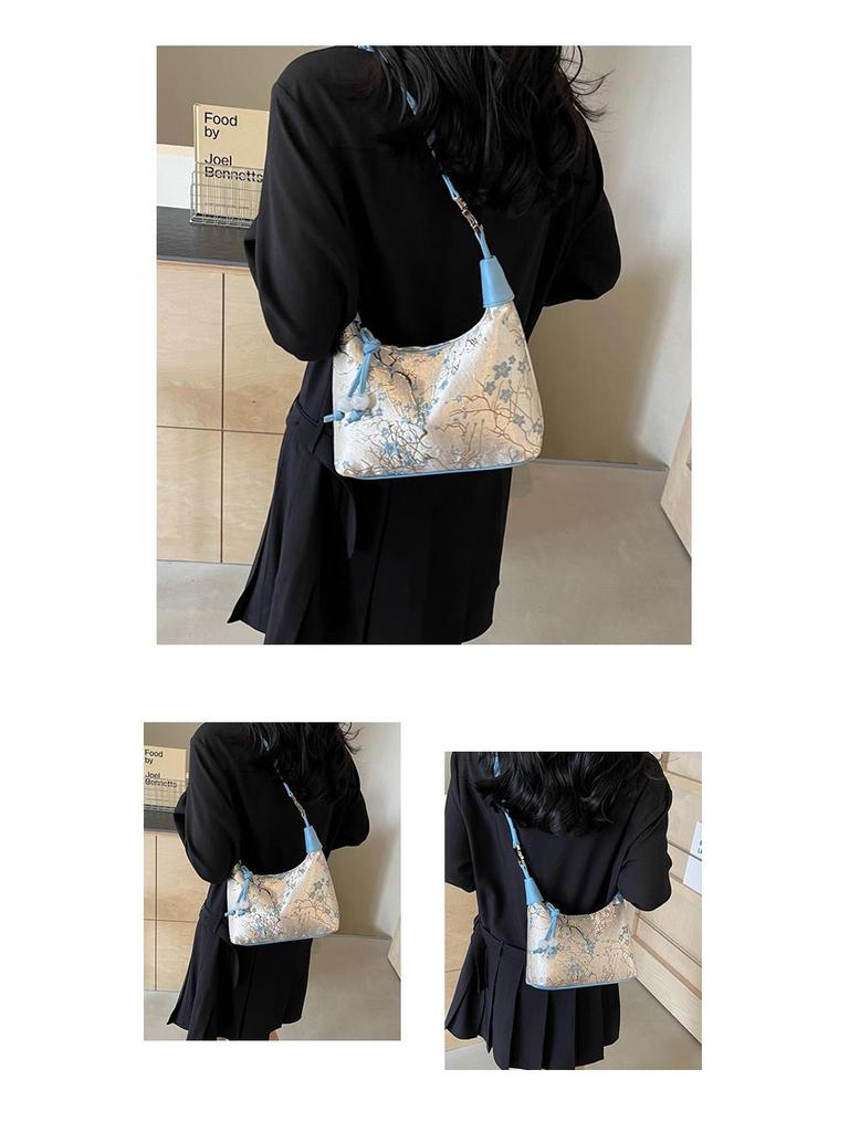 Chinese Embroidery Women's Versatile Underarm Crossbody Handbag