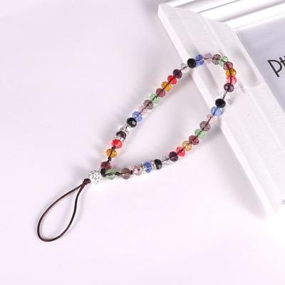 Kristal Boncuklu Telefon Kısa Kordon Düşmeye Dayanıklı Halter Kordon DIY Kızların Düz Renk Düz Boncuk