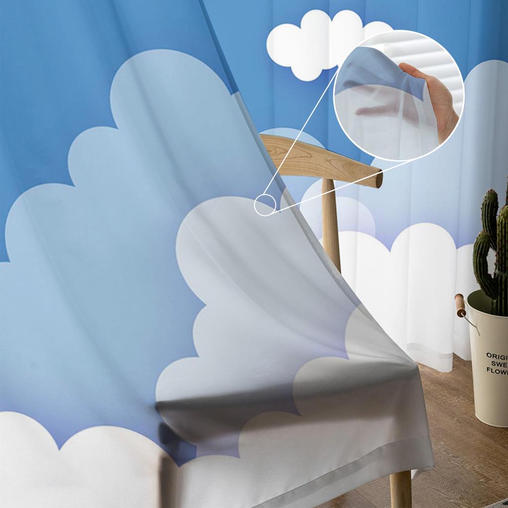 Cartoon Clouds And Stars Sheer Curtains Window Curtains For Living Room Bedroom Blinds Kids Room Home Decor