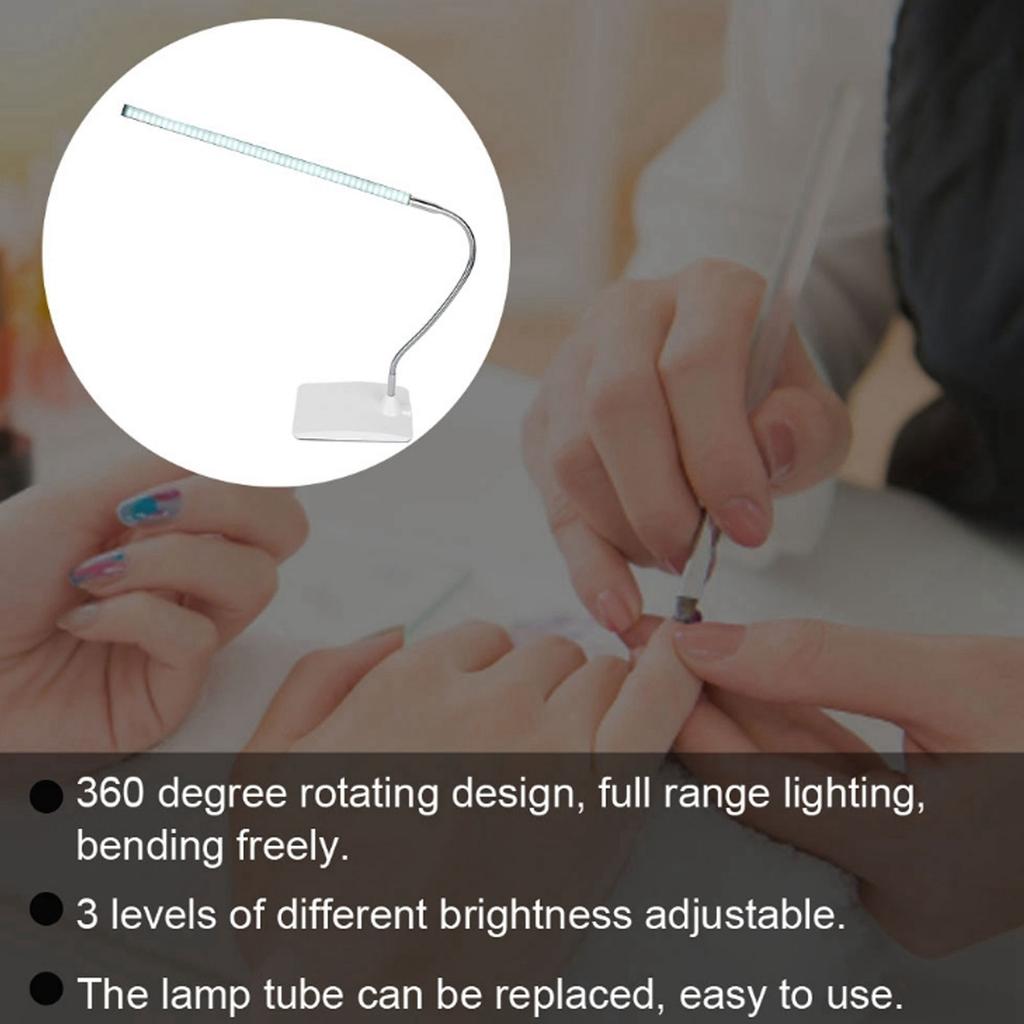 LED Table Lamp 3 Levels Dimmable Eye Protection Flexible Desk Light for Nail Art Tattoo