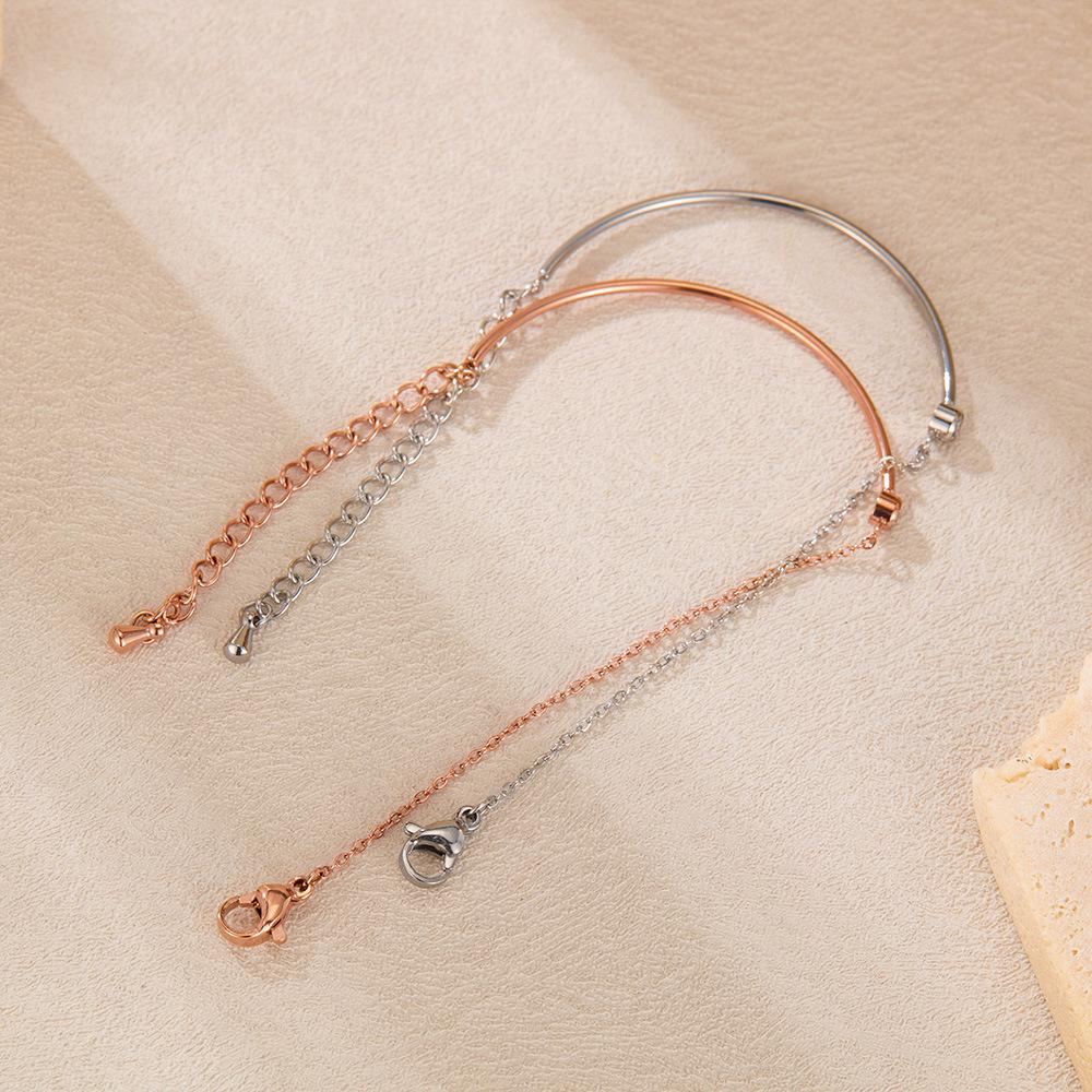 Accessories Simple Niche Bracelet Jewelry Light Luxury Zircon Titanium Steel Bracelet Women's Summer Jewelry