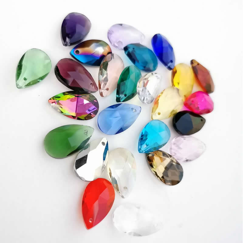 Wholesale lots Faceted Hole Crystal Glass rhinestones Teardrop loose beads jewelry Jewelry beads accessories 8X12/10X14m