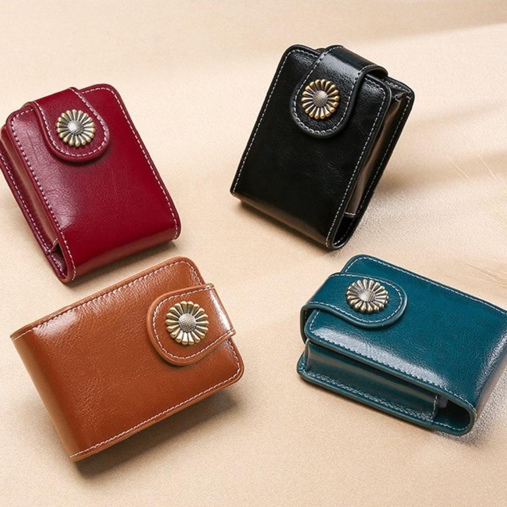 Portable Mini Makeup Bag PU Leather Vintage Lipstick Packet with Mirror Cosmetic Accessories Storage Pouch for Women Girls