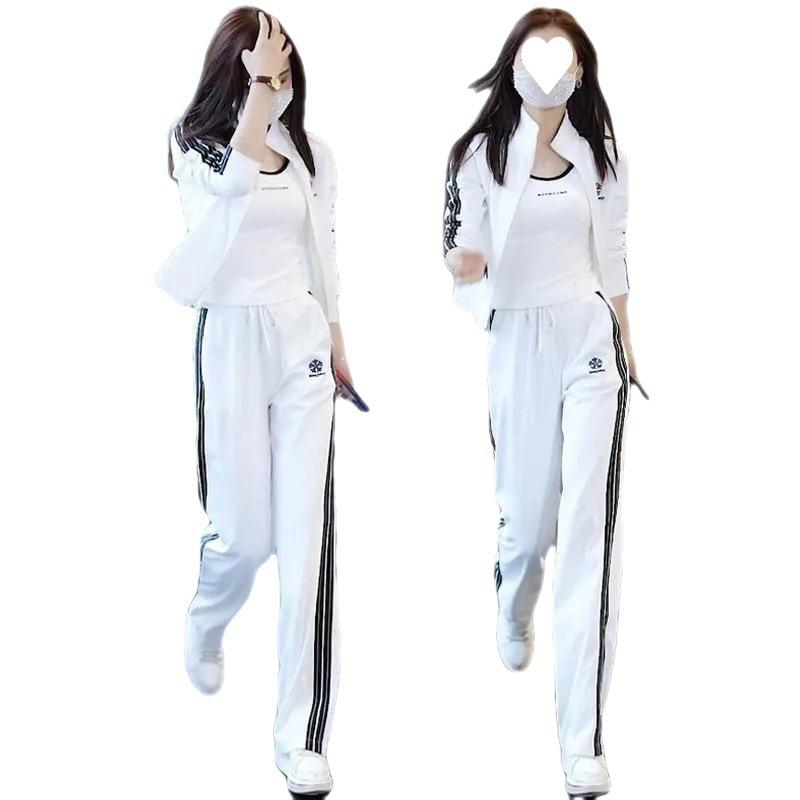 Casual Sports Suit for Women, Spring and Autumn Fashion, Age-reducing, Versatile and Temperamental Wide-leg Pants Two-piece Set