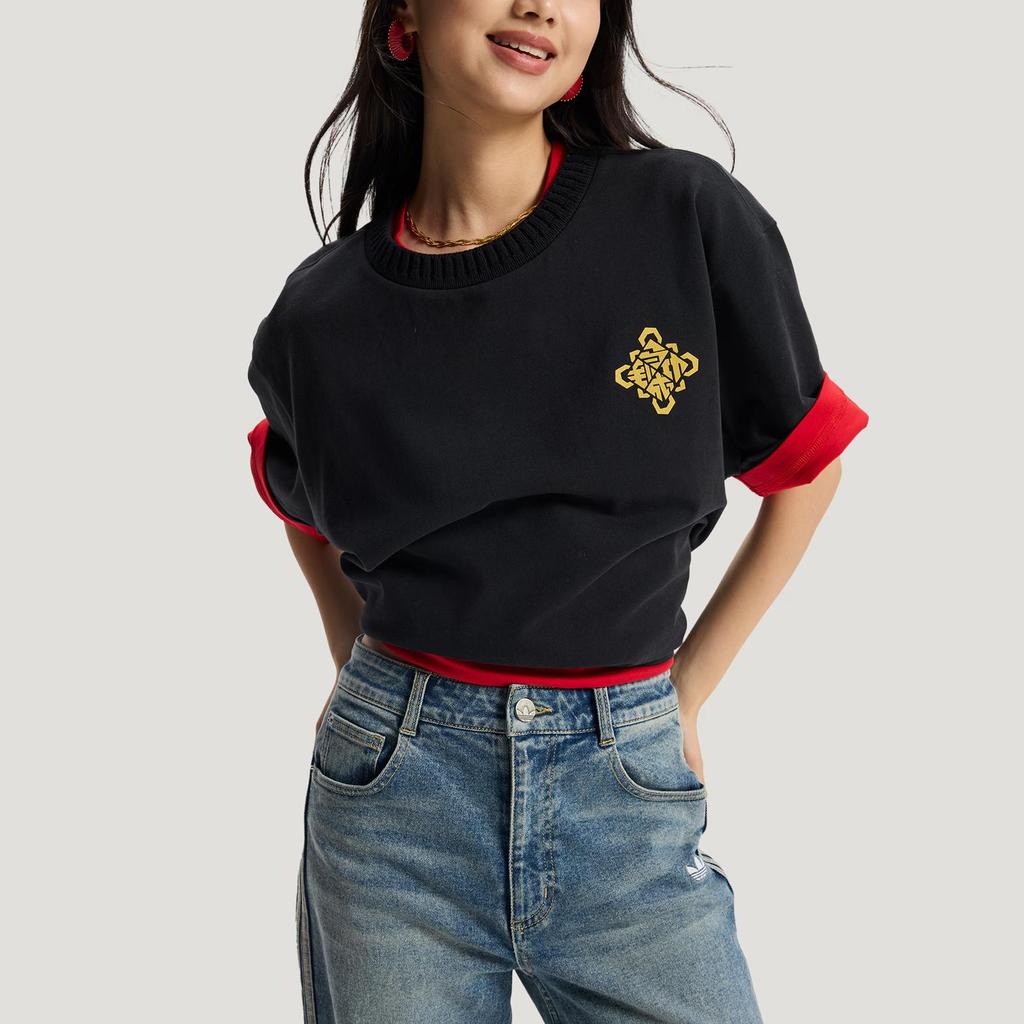Adidas Originals FW25 CNY New Year Edition Loose Short Sleeve T-Shirt, Unisex Sport Casual Comfort Round Neck Tops KT0714