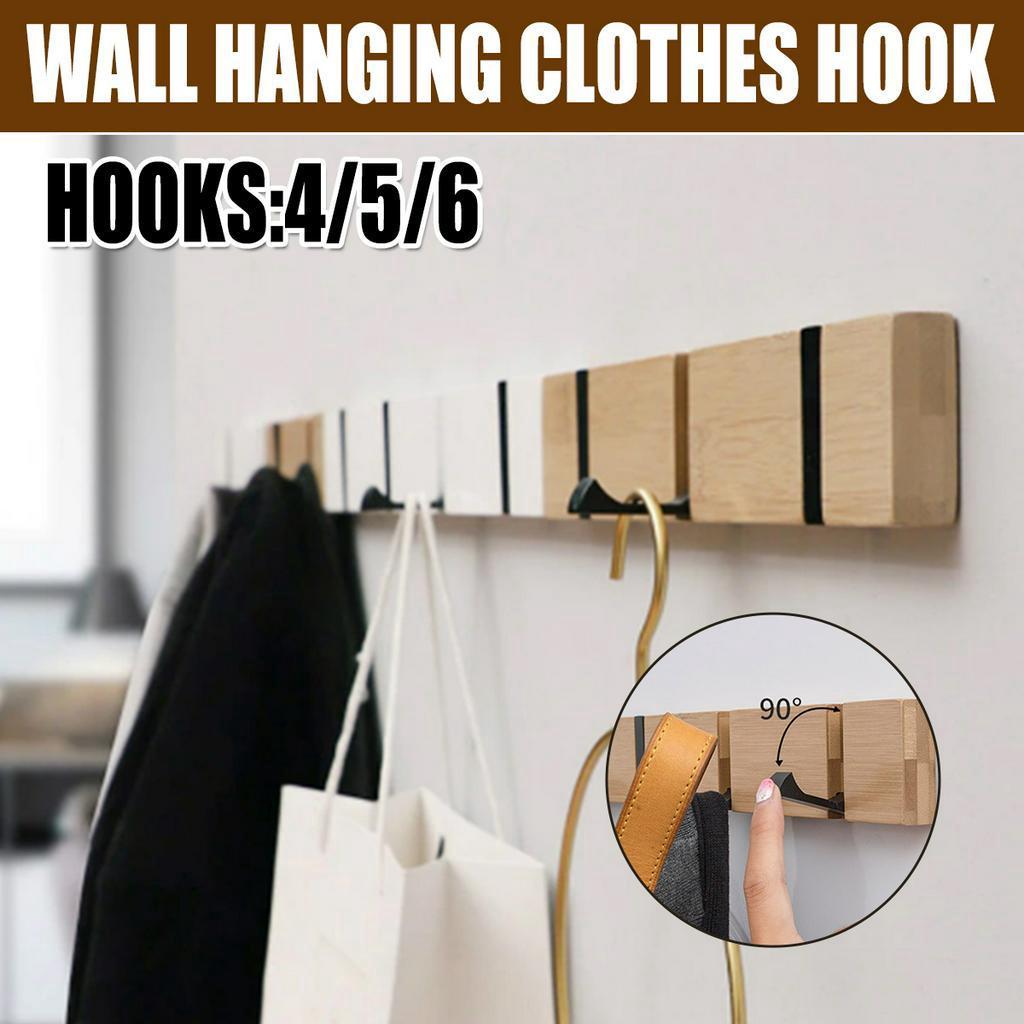 4/5/6 Hooks Bedroom Door Hat Clothes Rack  Wood Wall Hanger Coat Hooks Hanger Kitchen Toilet Hook New Coat Hook Key Hook Holder 2 hooks