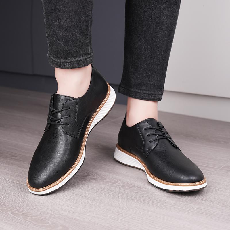 Fashion Lace up casual men's leather shoes Comfortable gentleman style Classic Black Brown shoes adults Comfortable and versatile