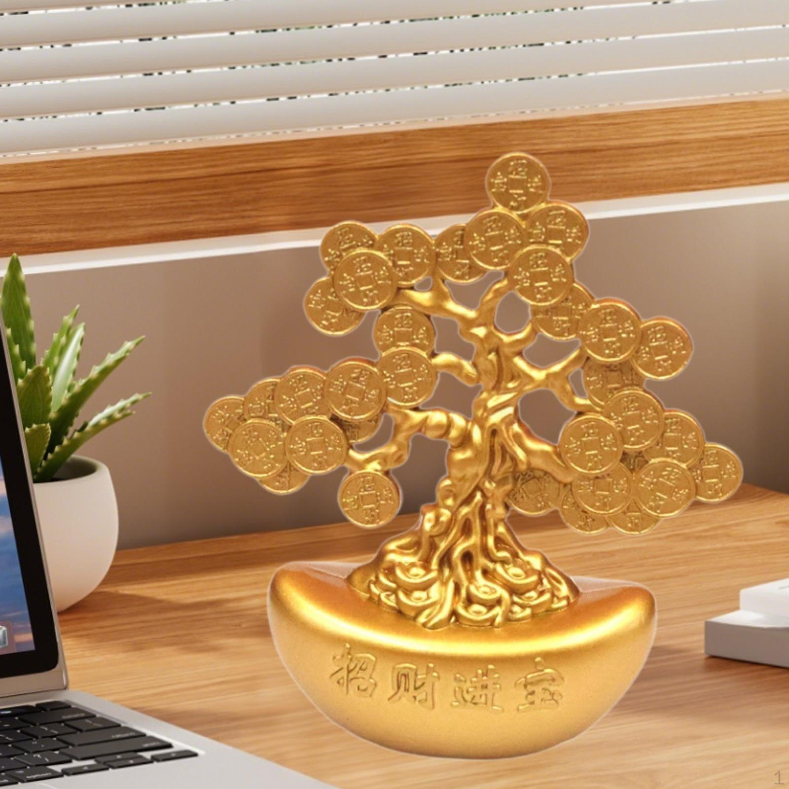 Money Tree Figurine Decorative Statue Treasure Bowl Collection Sculpture Desktop Ornament for