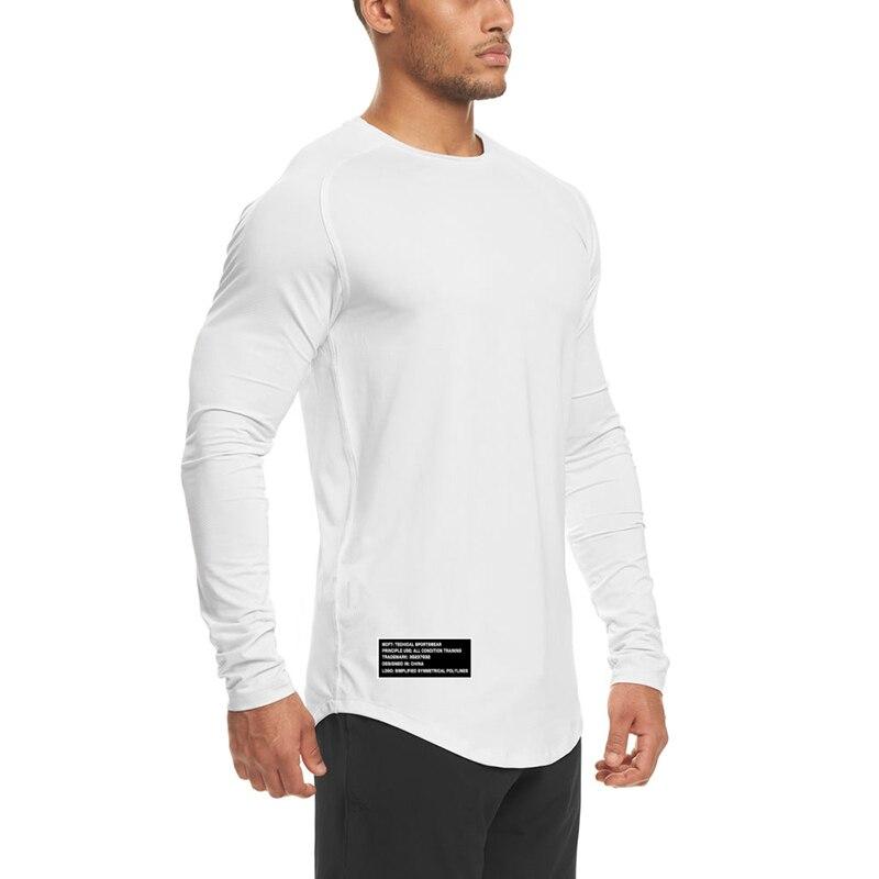 Do The Work  Compression Mens Autumn Skinny Sports Bodybuilding Fitness Mesh Quick Dry Printed Tight Workout Long Sleeve T Shirt