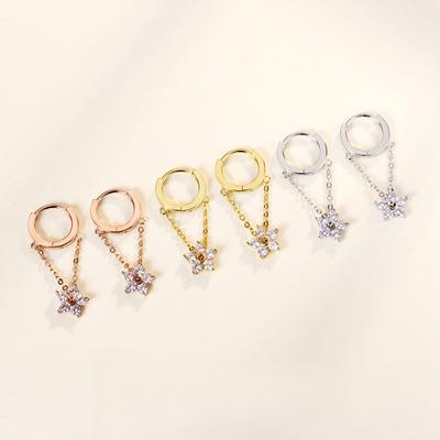 Temperament Tassel Chain Flower Ear Buckle Korean Version Exquisite Small Ins Style Fashionable Sweet Earrings Women