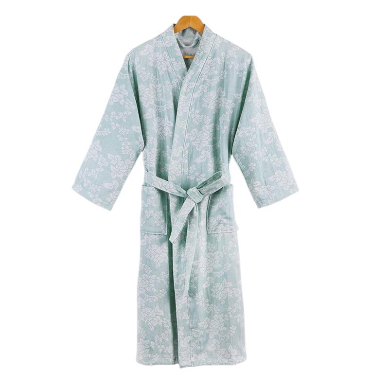 Pure Cotton Double-Layer Bathrobe - Breathable, Absorbent Unisex Sleepwear for All Seasons