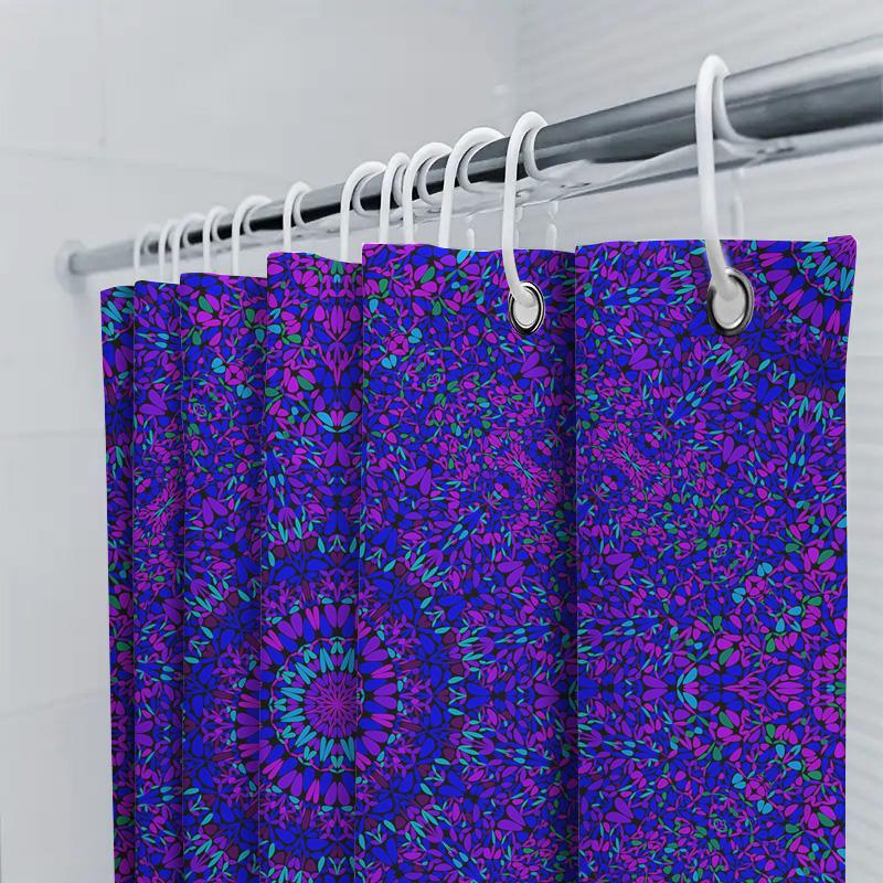Vibrant Purple Blue Mandala Shower Curtain For Bathroom Decor