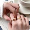 Zircon Long Square Splicing Opening Ring Korean Ins Style Design Ring Simple and Versatile Temperament Jewelry Women