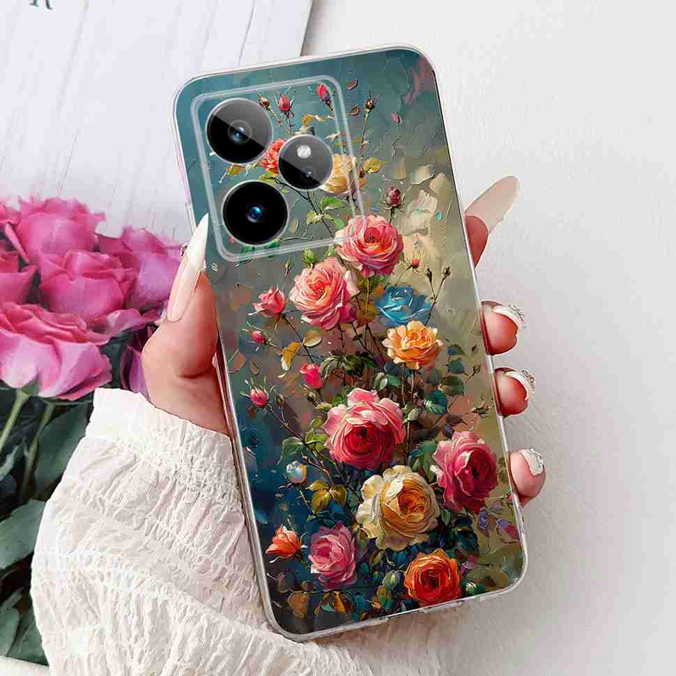 For Realme GT 7 5G 2025 RMX5061 Case Cute Girl New Flowers Soft Silicone TPU Cover For Realme GT7 GT 7T 5G Global Phone Cases