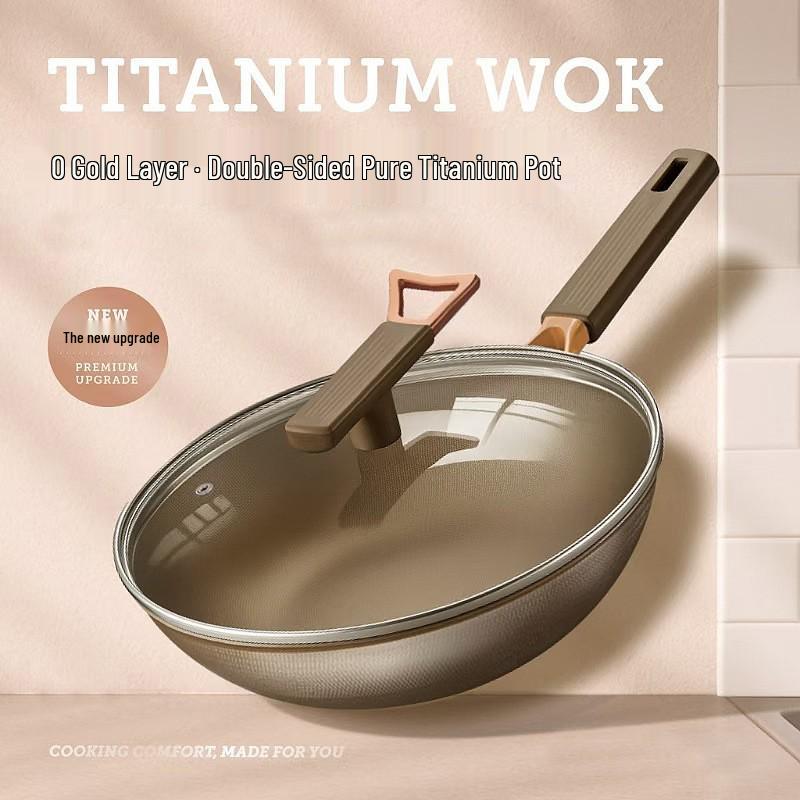 

Двусторонняя титановая сковорода-вок с антипригарным покрытием - Универсальная для индукционных и газовых плит 32cm Pot + Lid