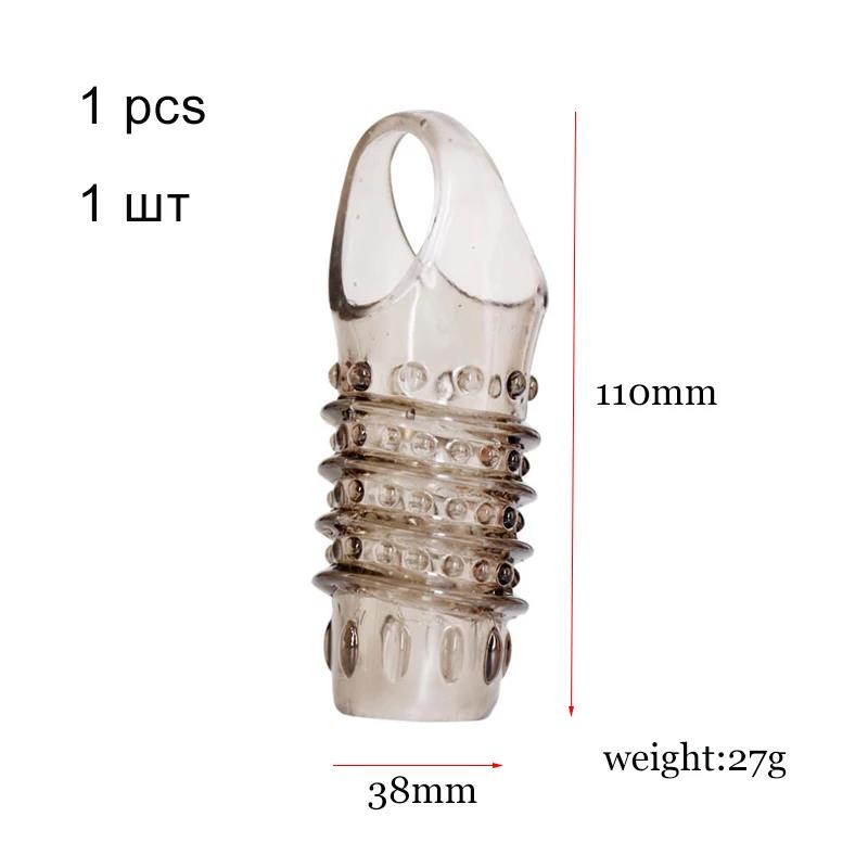 Spike Condoms Ribbed Penis Extender Sleeve Dick Enlargement Delay Ejaculation Silicone Rubber Cock Ring Erotic Sex Toys for Men