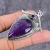 Natural Sage Amethyst, Topaz Handmade 925 Sterling Silver Pendant 2.17" L7K15