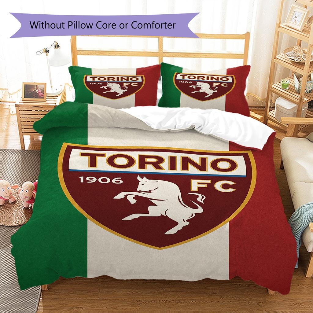 Torino Fc Pattern Bedding Set Quilt Cover Pillowcase Home Decor Gift (1 * Duvet Cover + 2 * Pillowcase, Without Core)