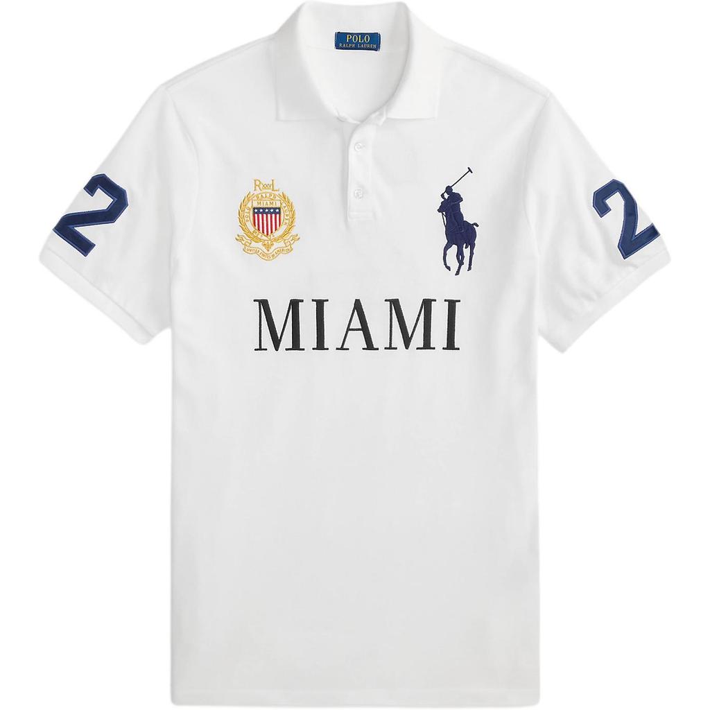 Polo Ralph Lauren Ribbed Mesh Letter Short Sleeve Classic Fit Polo Shirt Men Tops 710977438-001