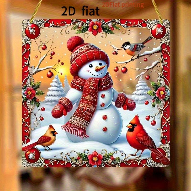 Bohemian Snowman Sun Catcher. Acrylic with red hat & scarf, a festive home decor gift.