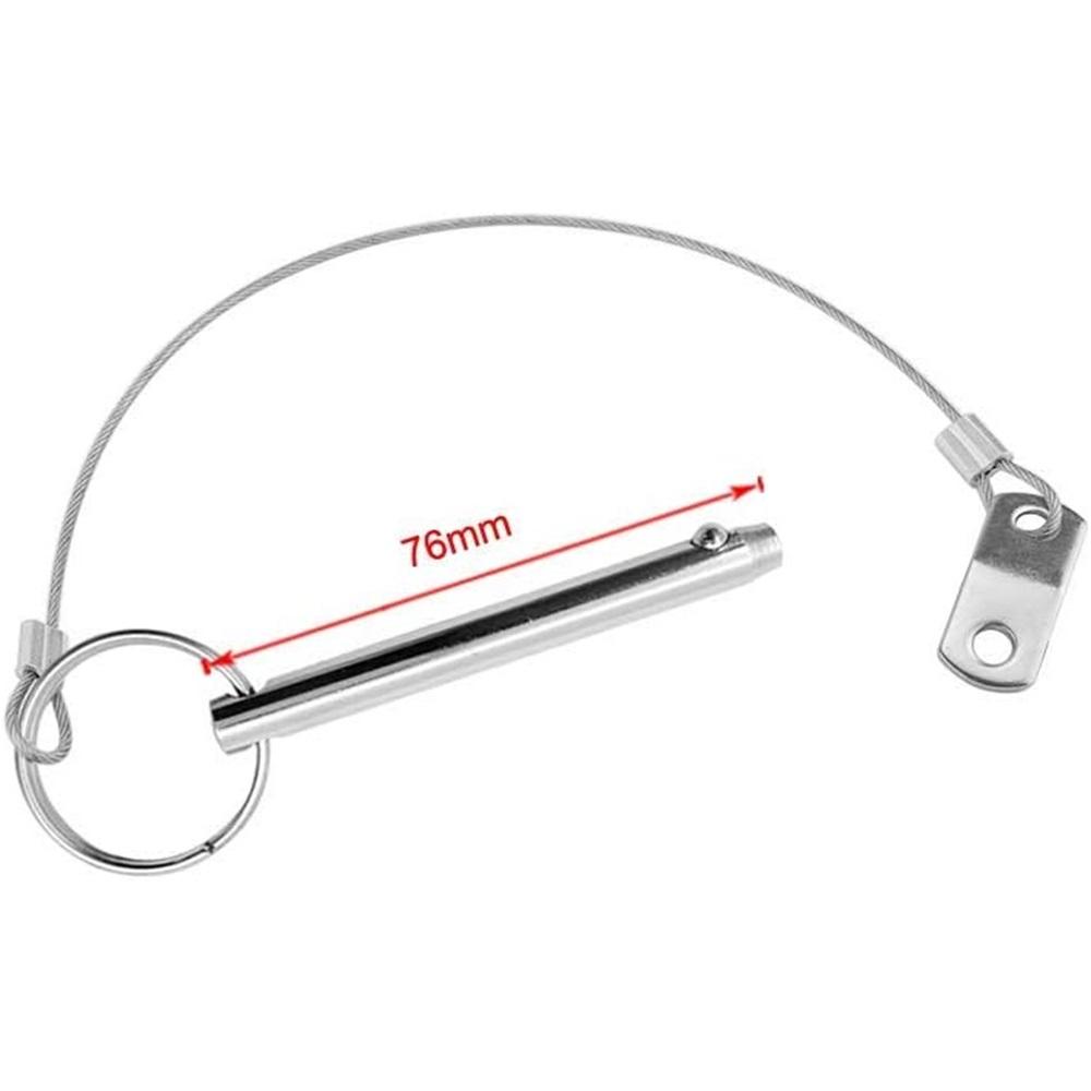 8 *76mm Stainless Steel 316 Boat Top Bimini Top Quick Release Ball Pin with Lanyard Marine Hardware Deck Hinge Replacement