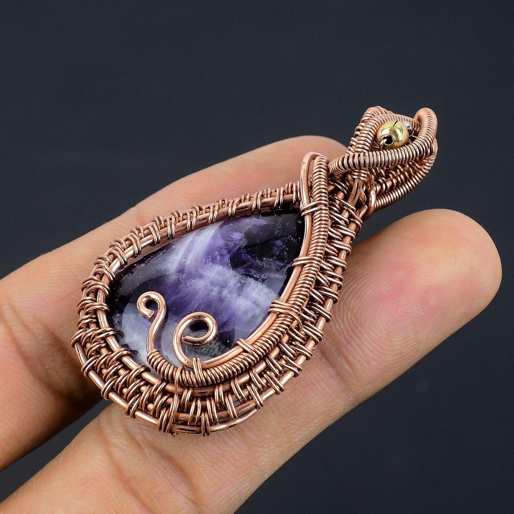 Sage Amethyst  Pendant, Gemstone 999 Copper Wire Wrapped Jewelry Pendant, Handmade Jewelry Birthstone Pendant, Gift For Him