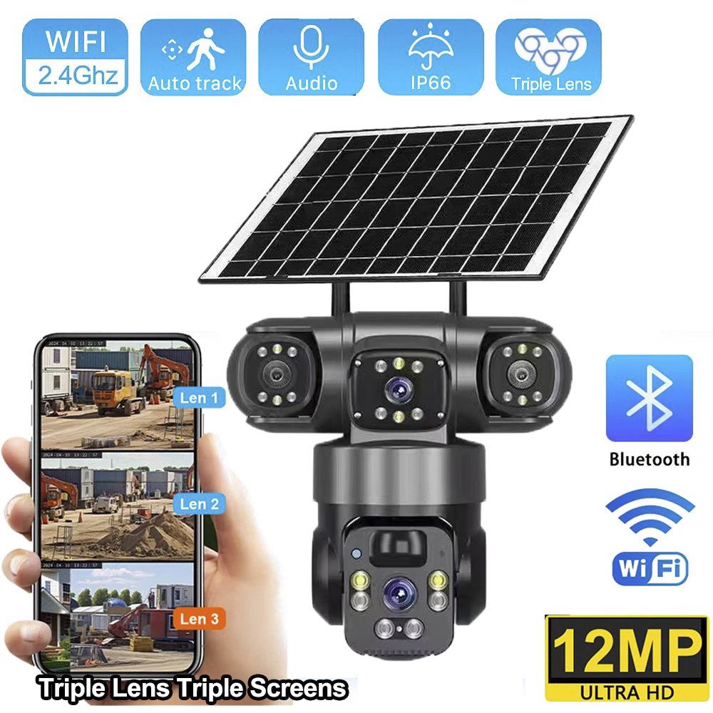 360° Triple-Lens Wireless Solar PTZ Camera with WiFi/4G