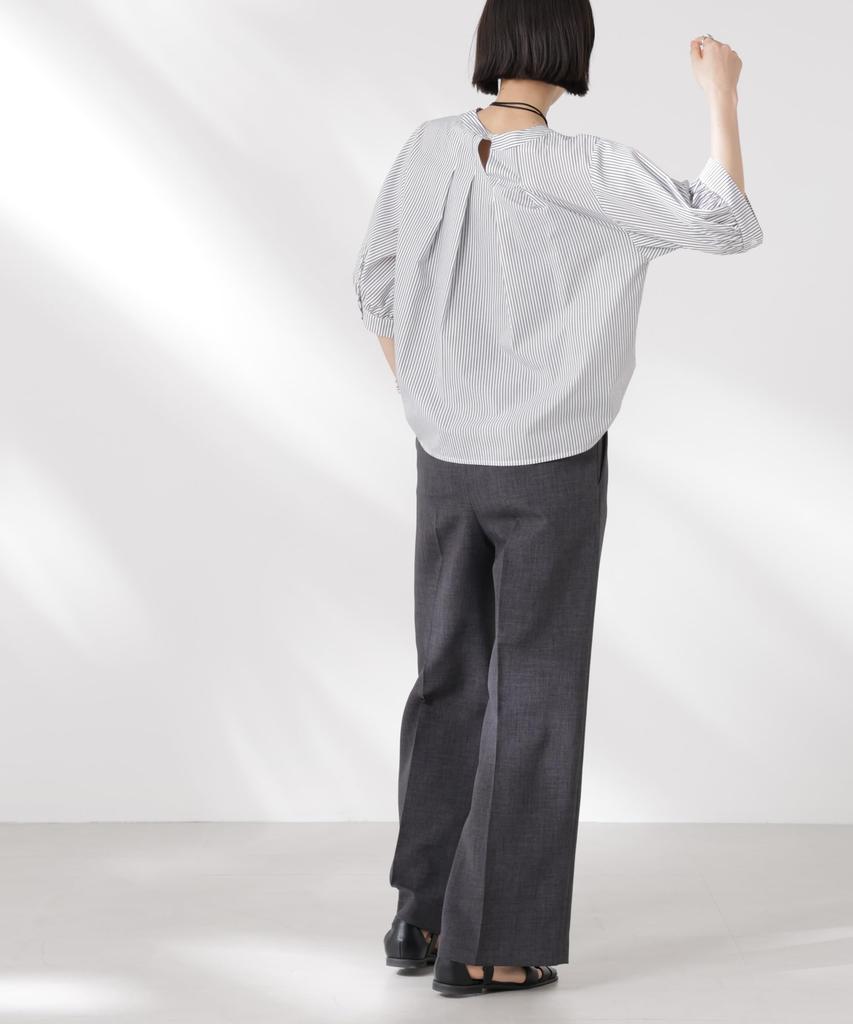 Nano Universe Volume Sleeve Tuck Size F Pattern Women's Blouse, (360cm), 1, 673-5121326