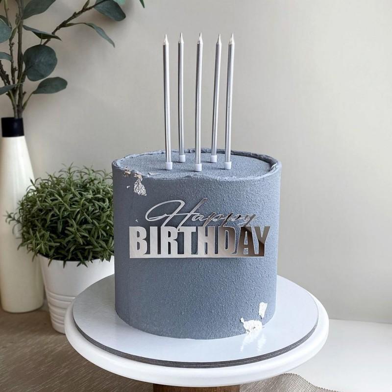 INS Neue Happy Birthday Kuchendeckel für Baby Kinder Erwachsene Geburtstagsparty Kuchendekoration Gold Silber Acryl DIY Backkuchenwerkzeuge