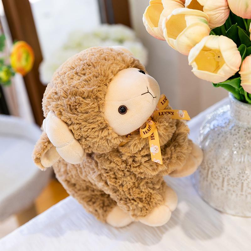 New Cute Standing Lamb Doll Plush Toy White Scarf Sheep Doll 8 Inch Grab Machine Doll Goat