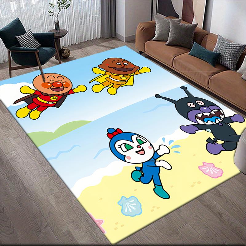 Anpanman Playful Square Area Rug, Non-Slip Floor Mat for Decor, Perfect Gift for Fans
