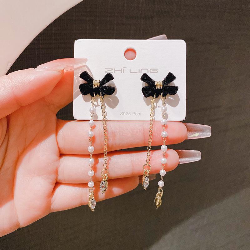 Elegant Black Butterfly Tassel Earrings - Sweet, Cool, and Versatile Design